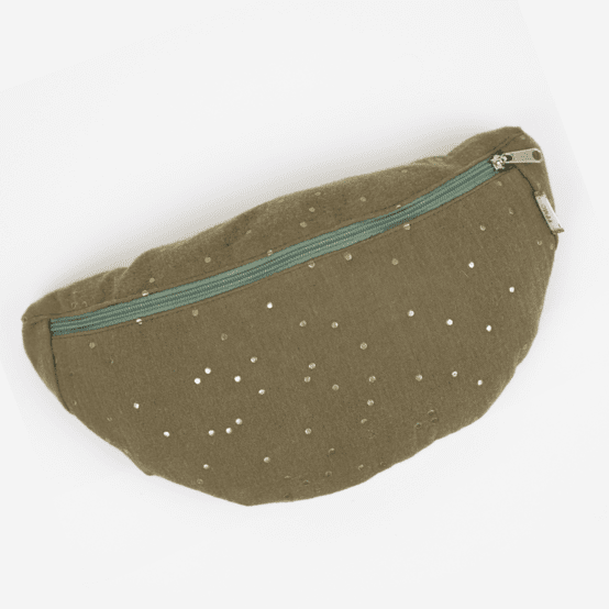 Petit sac banane gaze pois or kaki