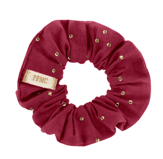 Petit Chouchou gaze pois or grenat