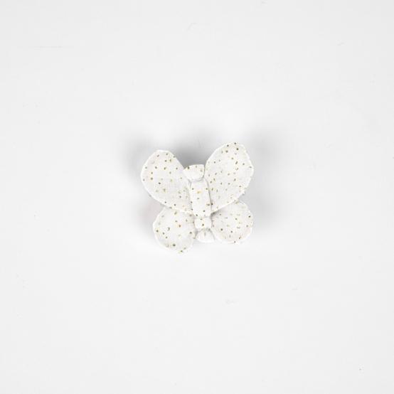 Barrette petit papillon  blanc pailleté