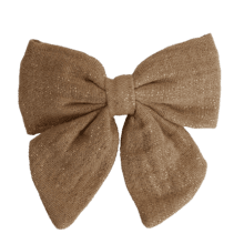 Barrette noeud papillon gaze pailletée camel