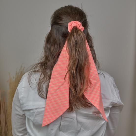 Foulchie long vichy orange fluo