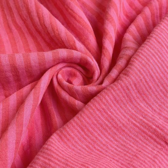 Tissu ex2626 gaze rayée fuchisa rose