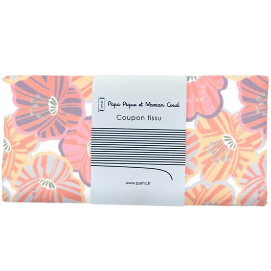 Coupon tissu 50 cm ex2540 anemones rayées pastel