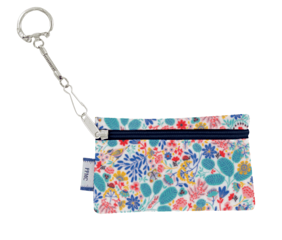 Pochette porte-clés champêtre bleuté