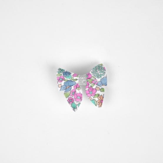 Barrette Mini Noeud Papillon pastel fleuri