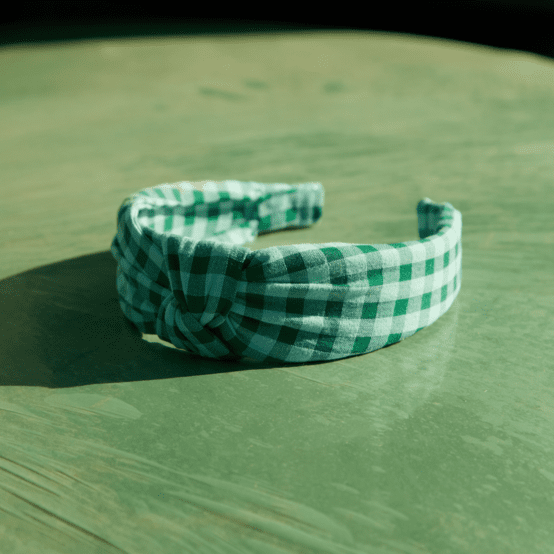 Serre-tête Large Croisé vichy vert menthe