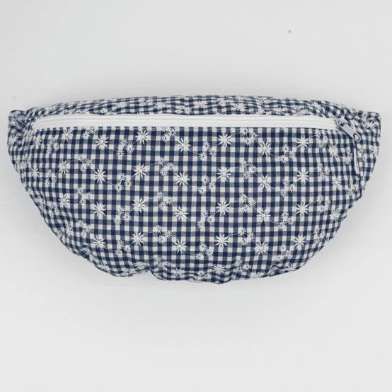 Sac banane vichy brodé marine