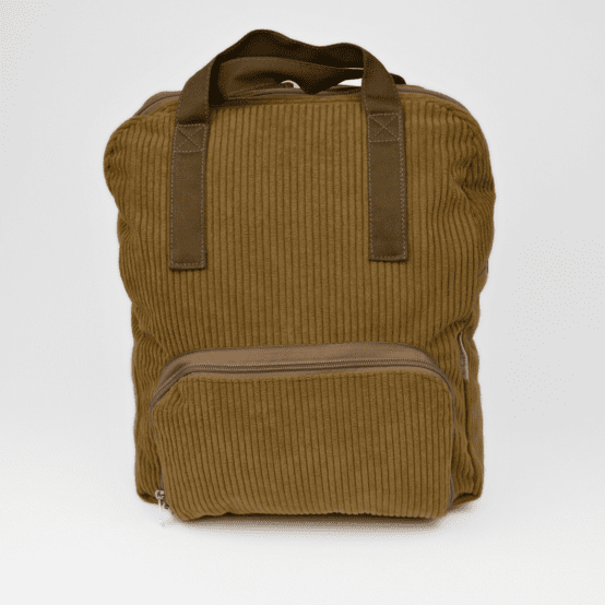 Sac à dos pliable Gaby velours côtelé large brun