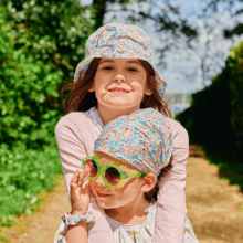 Chapeau de soleil enfant champêtre bleuté