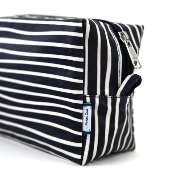 Trousse de toilette rectangle rayé ivoire marine