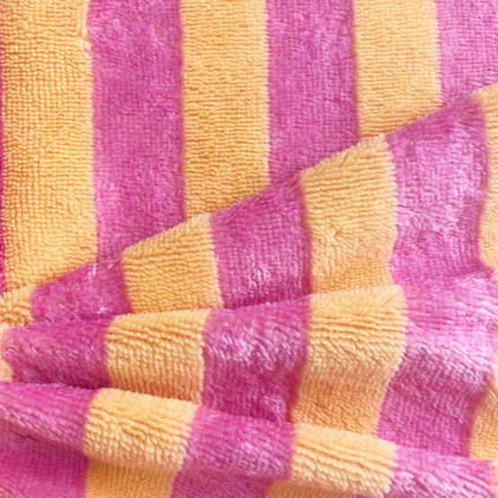 Tissu éponge bambou au mètre ex2537 rayée melon rose