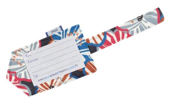 Etiquette bagage anémones rayées