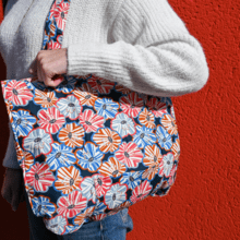 Sac tote bag pliable anémones rayées