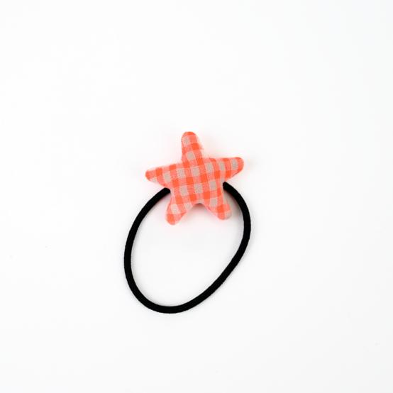 Elastique cheveux étoile vichy orange fluo