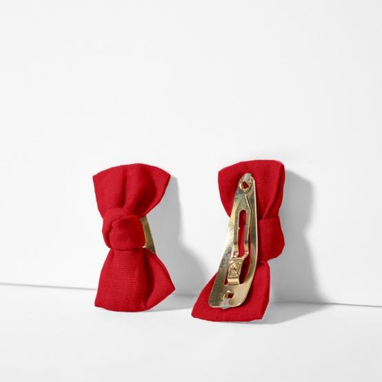 Barrettes clic-clac petits noeuds rouge