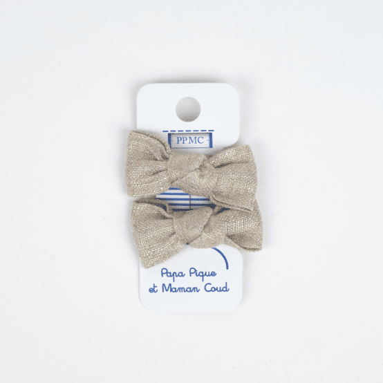 Barrettes clic-clac petits noeuds  lin pailleté