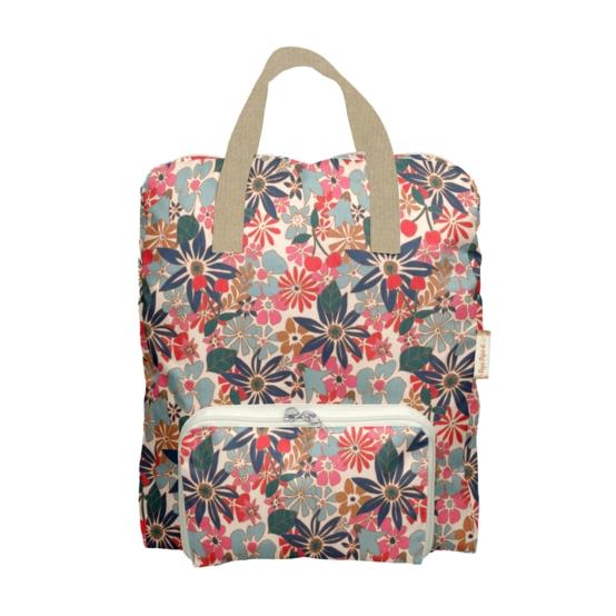 Sac à dos pliable Gaby cerise en fleur