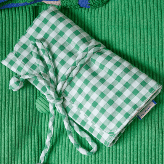 Pochette à bijoux vichy vert menthe