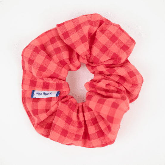 Chouchou vichy rouge corail