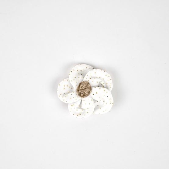 Mini Barrette Pétales de Fleur  blanc pailleté