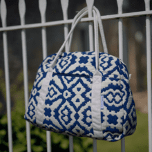 Sac bowling jacquard bleu