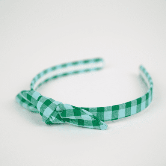 Serre-tête noeud vichy vert menthe