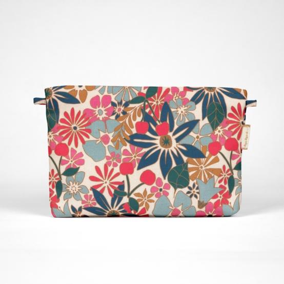 Pochette tissu cerise en fleur