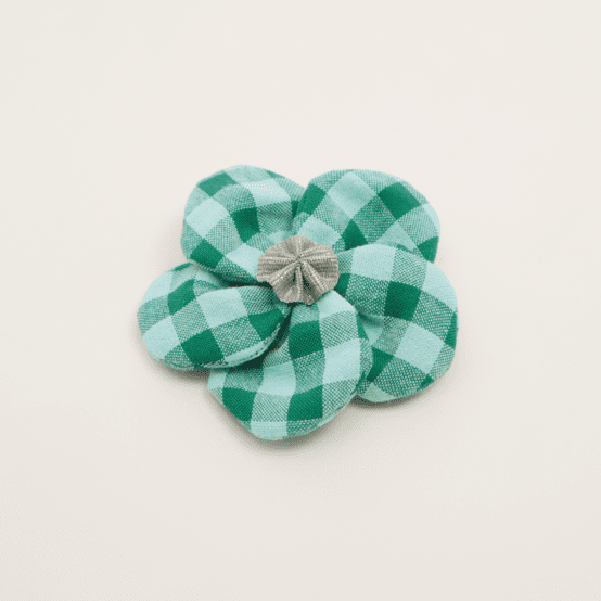Petite Barrette Pétales de Fleur vichy vert menthe