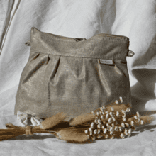Pochette plissée lin doré