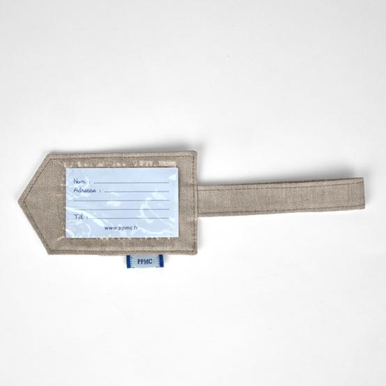 Etiquette bagage lin argenté