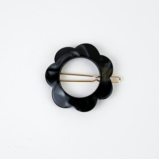 Barrette fleur petite noir nacré