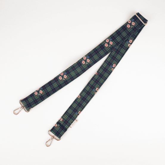 Bandoulière étroite tartan fleuri