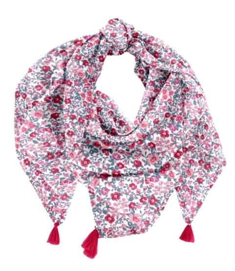 Foulard pompon rose grenadine