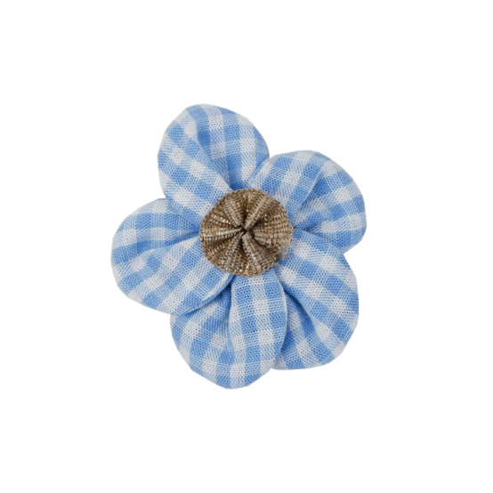 Mini Barrette Pétales de Fleur vichy ciel