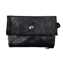 Mini pochette porte-monnaie suédine pailletée argent
