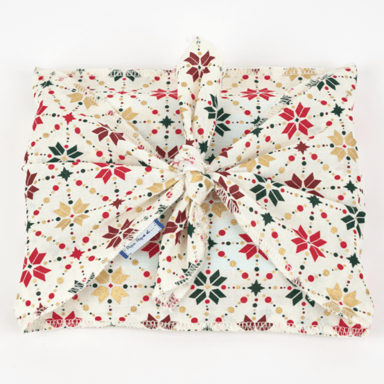 Fupochiki L (22 x 28 cm) ex2318 noël géometrique scandinave or écru