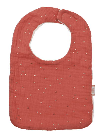 Bavoir Bébé gaze pois or rose blush
