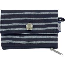 Mini pochette porte-monnaie rayé argent marine