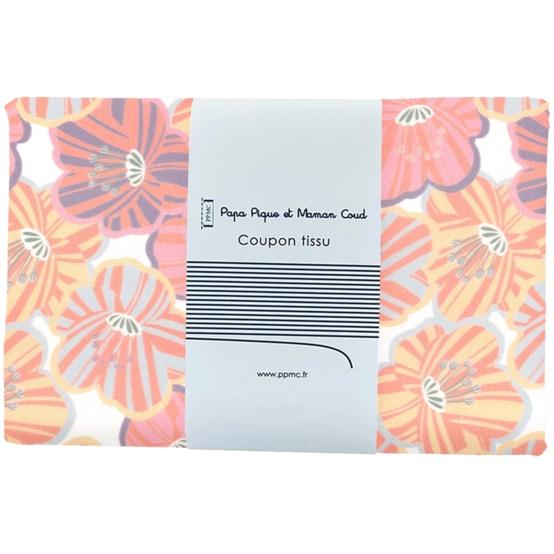 Coupon tissu 1 m ex2540 anemones rayées pastel