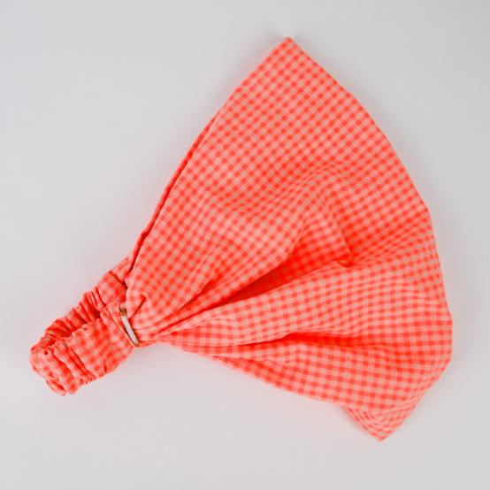 Bandeau fichu Enfant vichy orange fluo
