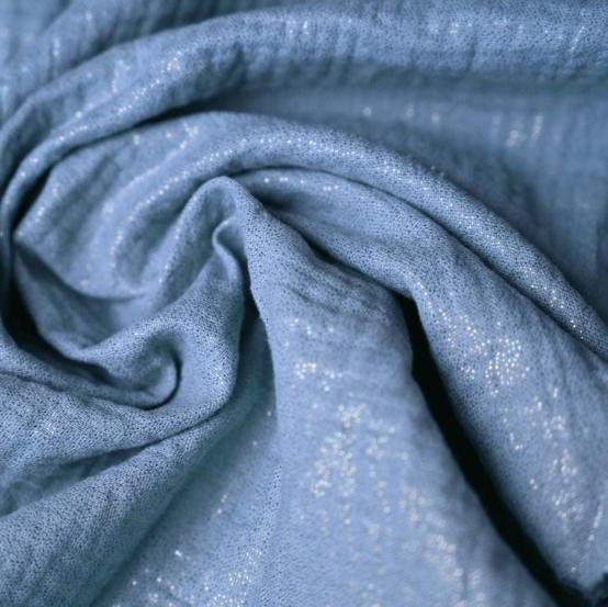 Tissu ex2363 double gaze pailletée bleu jean