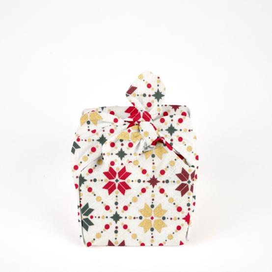 Furoshiki petit 35 x 35 cm ex2318 géometrique scandinave or écru