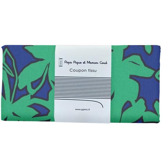 Coupon tissu 50 cm EX2650 Silouhettes vert bleu