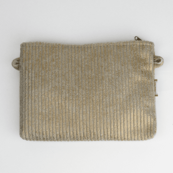 Pochette tissu velours côtelé large doré
