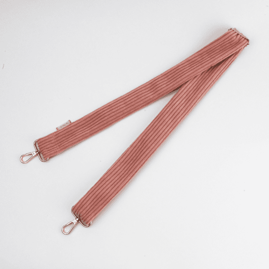 Bandoulière étroite velours côtelé rose blush