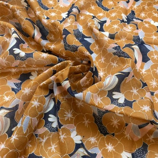 Tissu voile coton d'or