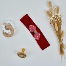 Bandeau jersey bébé noeud badiane framboise