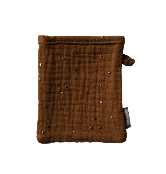 Mini-Gant Démaquillant gaze pois or caramel