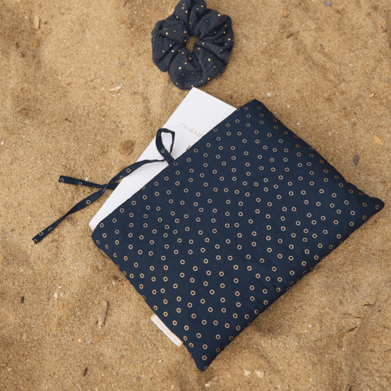 Pochette à livre broché bulle bronze marine