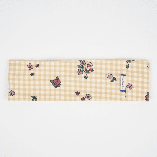 Bandeau jersey vichy fleuri naturel